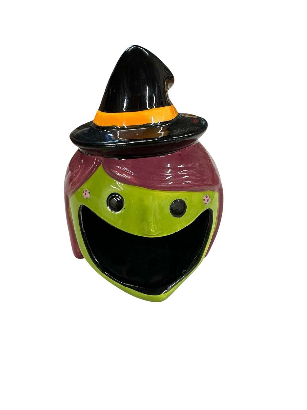 Newclassic Enterprise Ceramic Witch Open Mouth Candy Dish Sponge Holder Hallowee